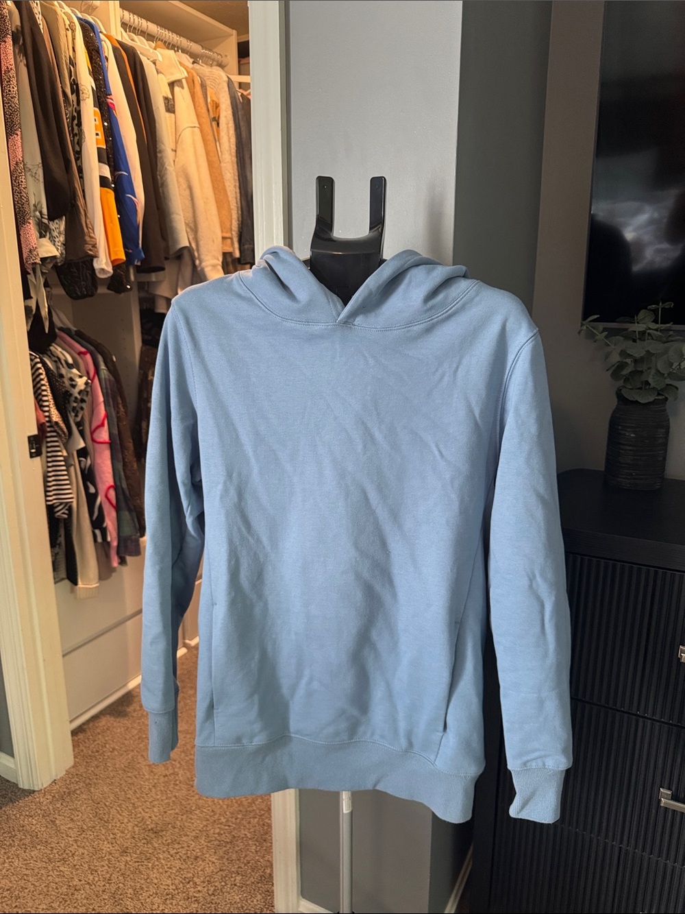 Men's Light Blue Hooded Sweatshirt - Classic Pullover Hoodie